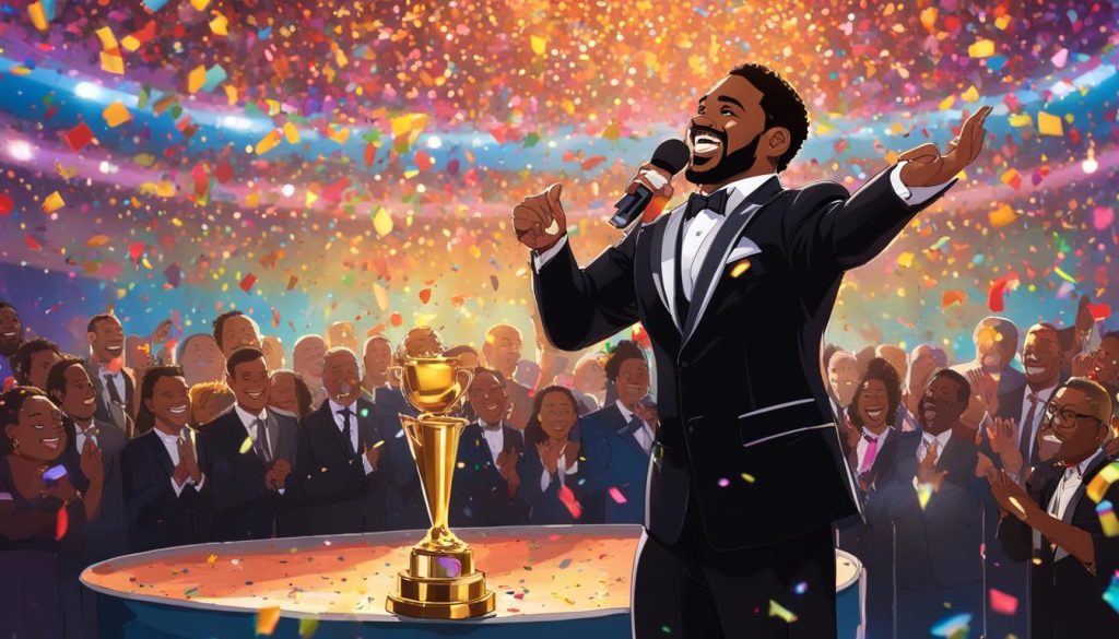 Jamal Adeen Thomas receiving an award Jamal Adeen Thomas receiving an award